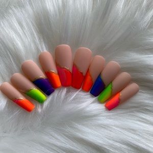 Color Split Ombré Press On Nails